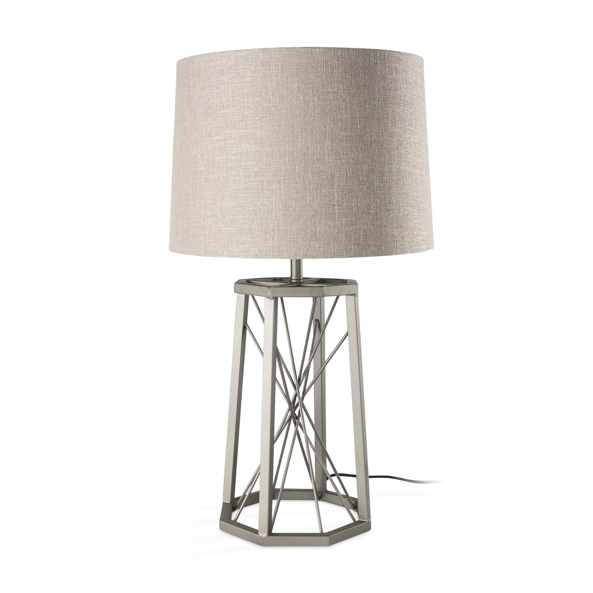 Raen Gray Metal Octagonal Base w/Beige Shade Table Lamp by Mercana at Eve Furniture