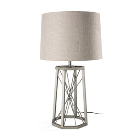 Raen Gray Metal Octagonal Base w/Beige Shade Table Lamp by Mercana at Eve Furniture