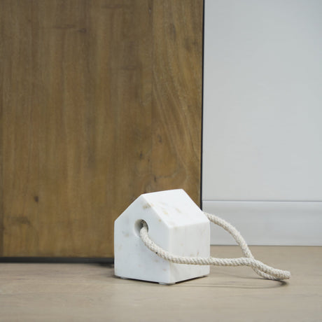 Raena White Marble House Door Stopper by Mercana at Eve Furniture