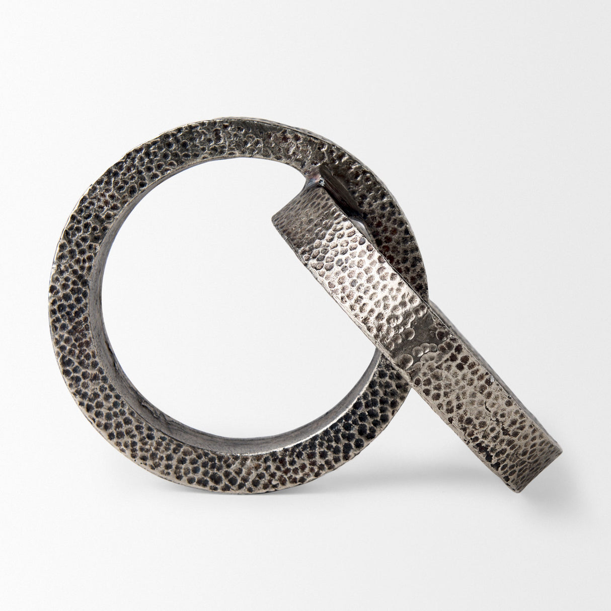 Rafiki Two Blackened Silver Hammered Finish Metal Conjoined Circles by Mercana at Eve Furniture