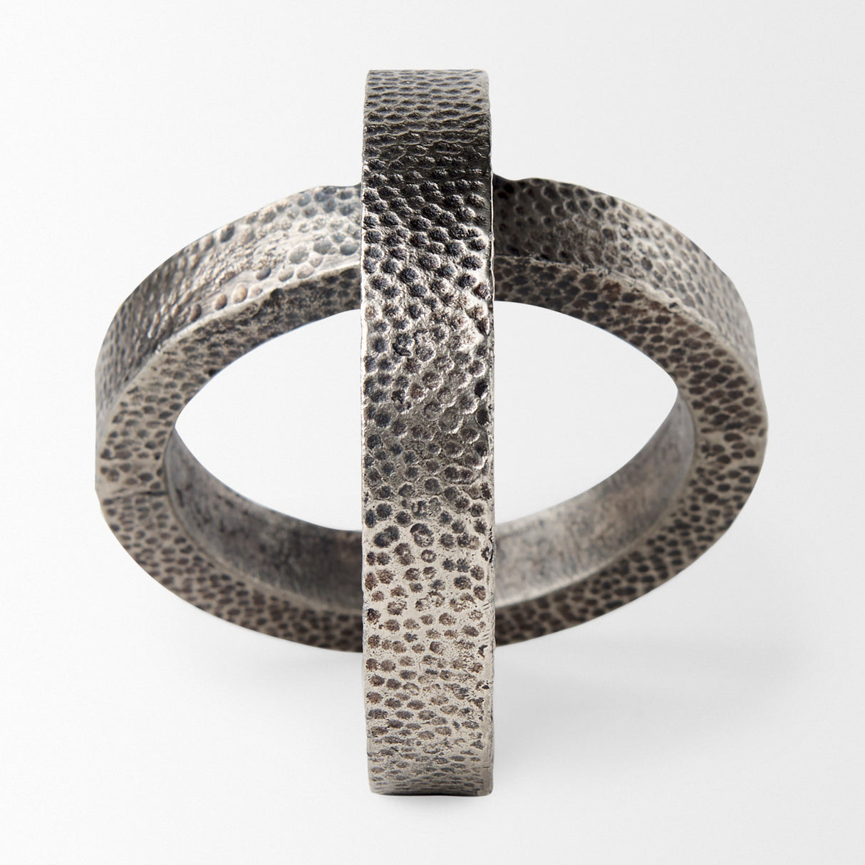 Rafiki Two Blackened Silver Hammered Finish Metal Conjoined Circles by Mercana at Eve Furniture
