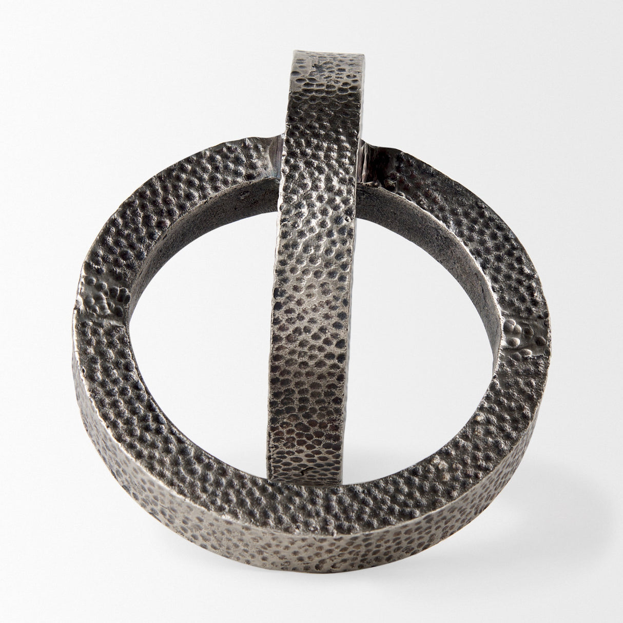 Rafiki Two Blackened Silver Hammered Finish Metal Conjoined Circles by Mercana at Eve Furniture