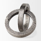 Rafiki Two Blackened Silver Hammered Finish Metal Conjoined Circles by Mercana at Eve Furniture