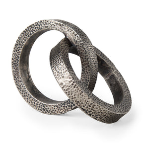Rafiki Two Blackened Silver Hammered Finish Metal Conjoined Circles by Mercana at Eve Furniture