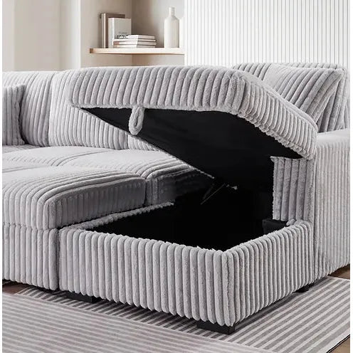 Raha Grey RAF Storage Sectional with Pull Out Bed by New Era Furniture US at Eve Furniture