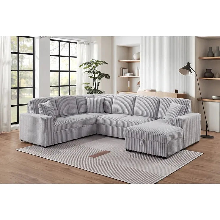 Raha Grey RAF Storage Sectional with Pull Out Bed by New Era Furniture US at Eve Furniture