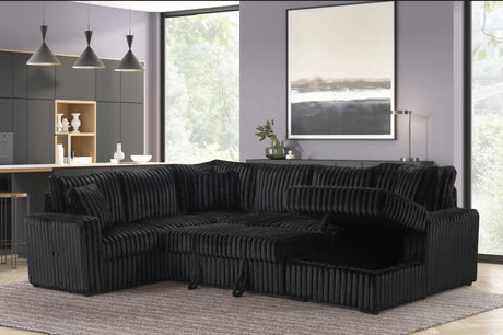 Raha II Black Storage Sectional by New Era Innovations at Eve Furniture