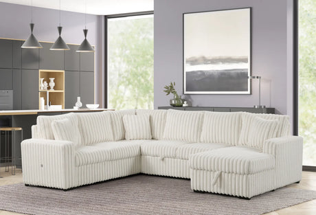 Raha II White Storage Sectional by New Era Innovations at Eve Furniture