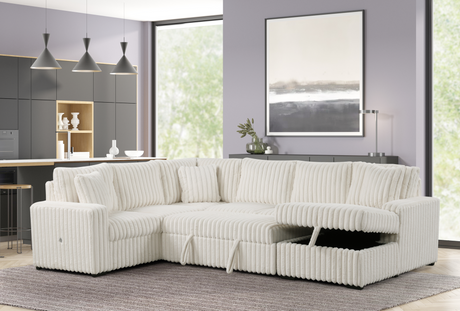 Raha II White Storage Sectional by New Era Innovations at Eve Furniture