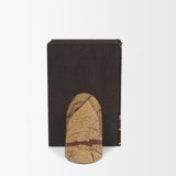 Rahima Brown Forest Marble Angled Bookends by Mercana at Eve Furniture