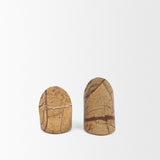 Rahima Brown Forest Marble Angled Bookends by Mercana at Eve Furniture
