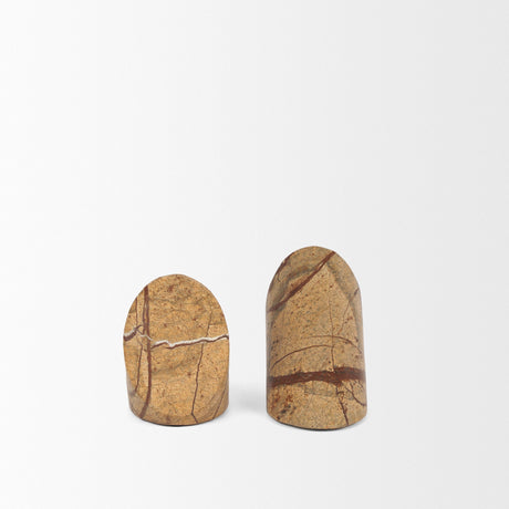 Rahima Brown Forest Marble Angled Bookends by Mercana at Eve Furniture