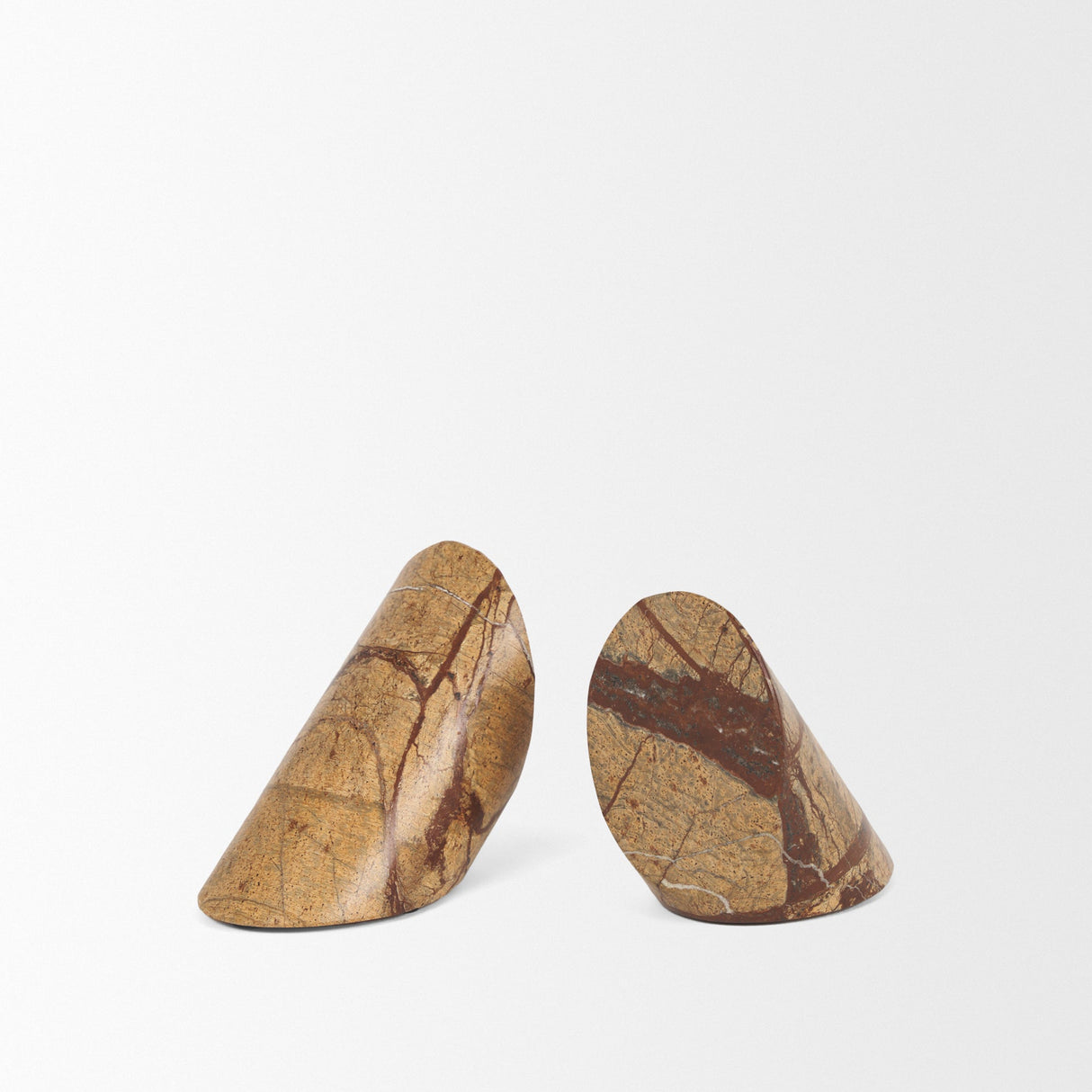 Rahima Brown Forest Marble Angled Bookends by Mercana at Eve Furniture