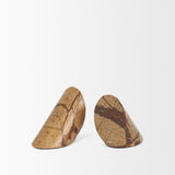 Rahima Brown Forest Marble Angled Bookends by Mercana at Eve Furniture