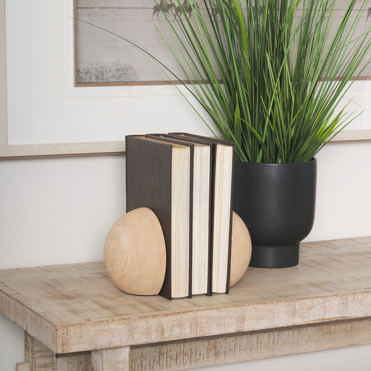 Rahmi Sandstone Orb Bookends by Mercana at Eve Furniture