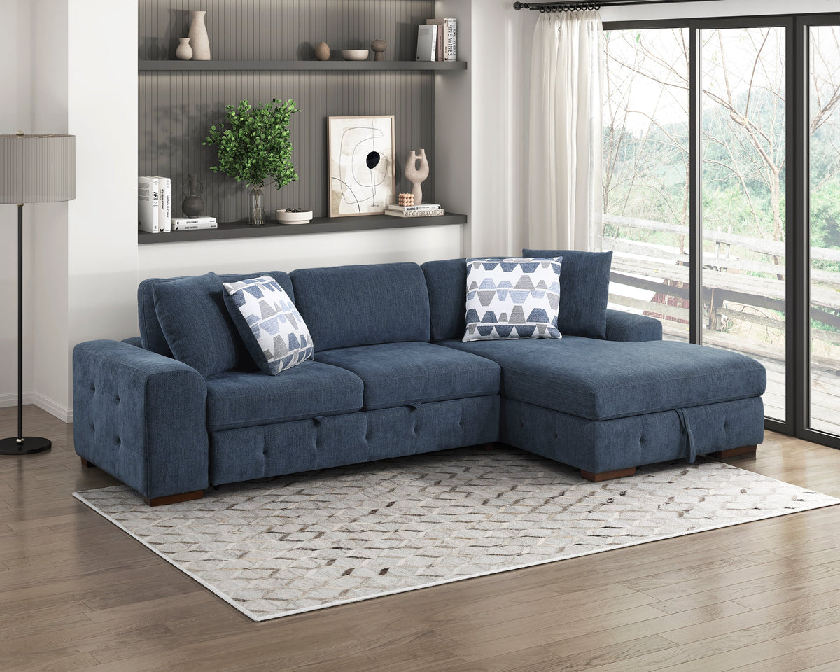 Raife Blue 2-Piece Sectional with Right Chaise by Homelegance at Eve Furniture