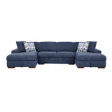 Raife Blue 3-Piece Sectional with Left and Right Chaise by Homelegance at Eve Furniture