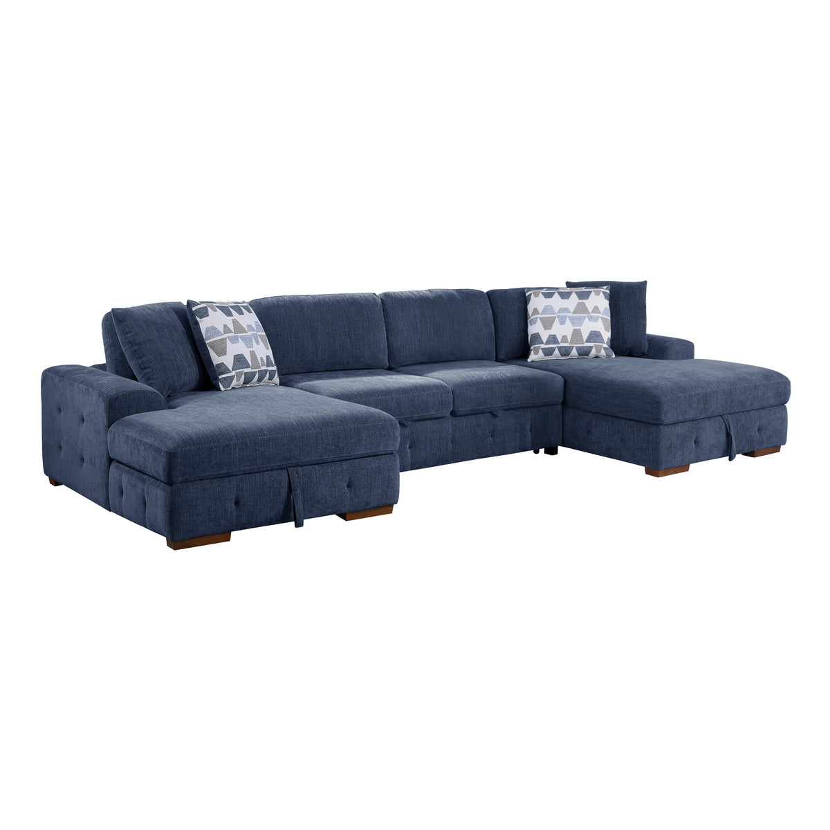 Raife Blue 3-Piece Sectional with Left and Right Chaise by Homelegance at Eve Furniture