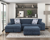 Raife Blue 3-Piece Sectional with Left Chaise and Ottoman by Homelegance at Eve Furniture
