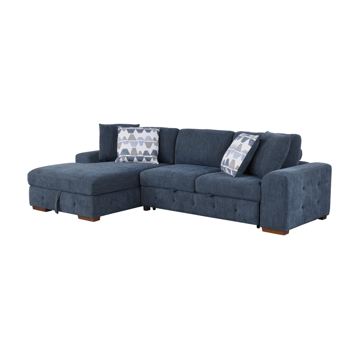Raife Blue 3-Piece Sectional with Left Chaise and Ottoman by Homelegance at Eve Furniture