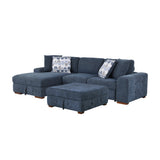 Raife Blue 3-Piece Sectional with Left Chaise and Ottoman by Homelegance at Eve Furniture
