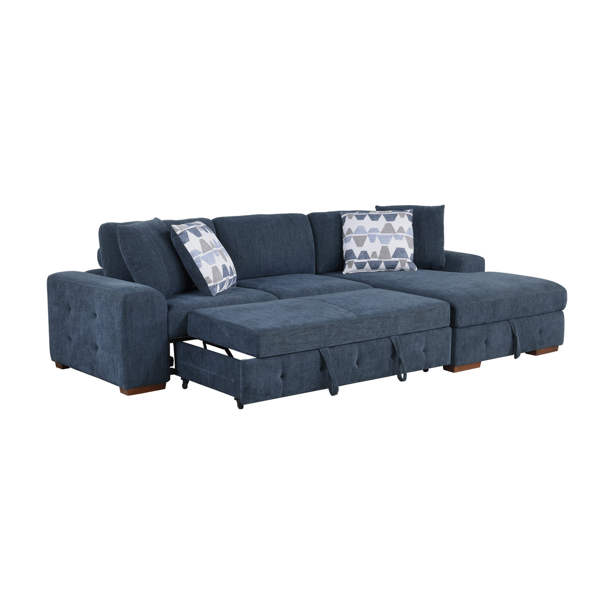 Raife Blue 3-Piece Sectional with Right Chaise and Ottoman by Homelegance at Eve Furniture