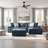 Raife Blue 3-Piece Sectional with Right Chaise and Ottoman by Homelegance at Eve Furniture