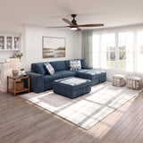 Raife Blue 3-Piece Sectional with Right Chaise and Ottoman by Homelegance at Eve Furniture