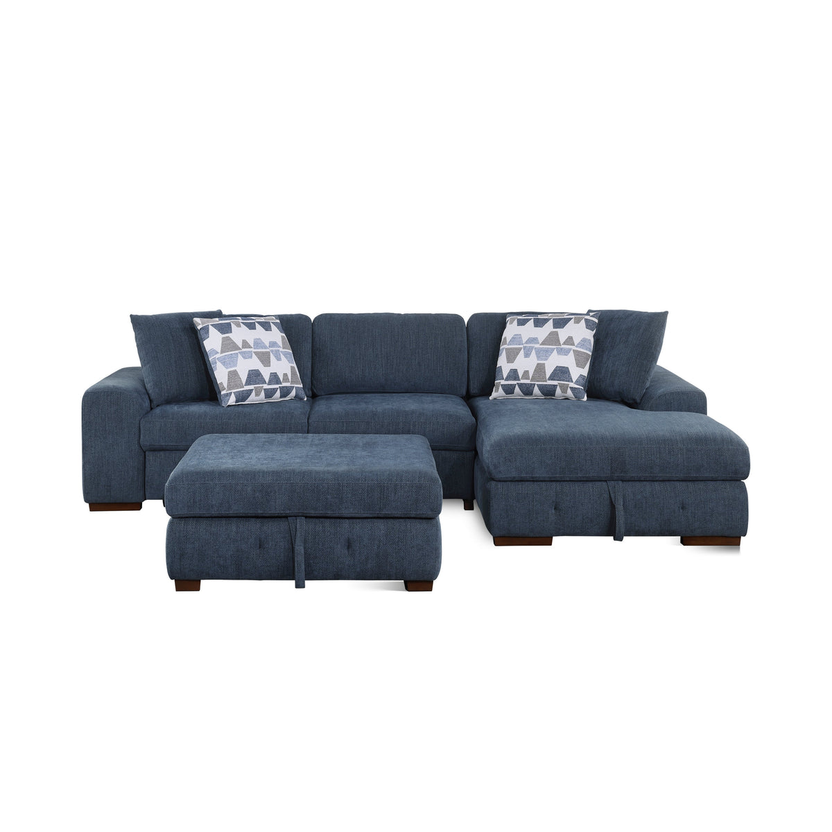 Raife Blue 3-Piece Sectional with Right Chaise and Ottoman by Homelegance at Eve Furniture