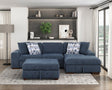 Raife Blue 3-Piece Sectional with Right Chaise and Ottoman by Homelegance at Eve Furniture