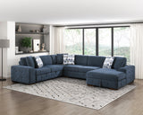 Raife Blue 4-Piece Sectional with Left Chaise by Homelegance at Eve Furniture