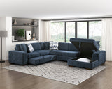 Raife Blue 4-Piece Sectional with Left Chaise by Homelegance at Eve Furniture