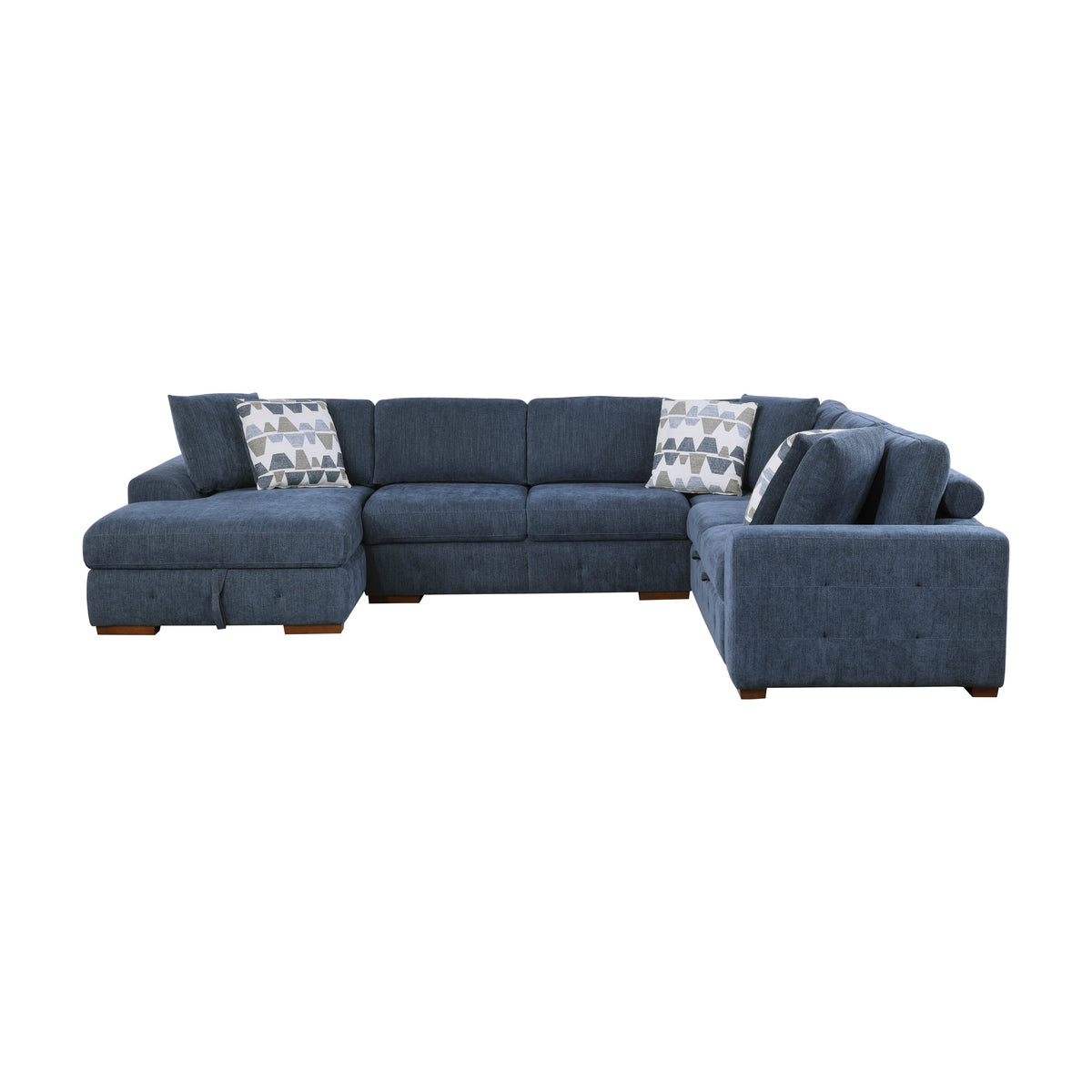 Raife Blue 4-Piece Sectional with Left Chaise by Homelegance at Eve Furniture