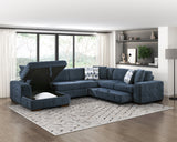 Raife Blue 4-Piece Sectional with Left Chaise by Homelegance at Eve Furniture