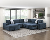 Raife Blue 4-Piece Sectional with Left Chaise by Homelegance at Eve Furniture