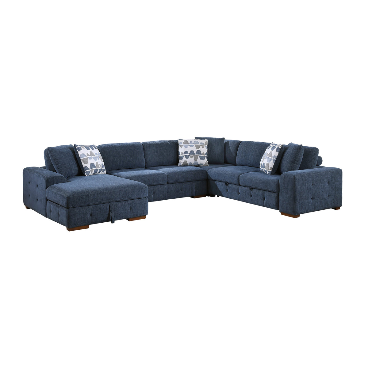 Raife Blue 4-Piece Sectional with Left Chaise by Homelegance at Eve Furniture