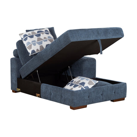 Raife Blue 4-Piece Sectional with Right Chaise and Pull-out Bed by Homelegance at Eve Furniture