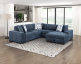 Raife Blue 4-Piece Sectional with Right Chaise and Pull-out Bed by Homelegance at Eve Furniture