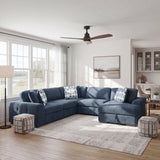 Raife Blue 4-Piece Sectional with Right Chaise and Pull-out Bed by Homelegance at Eve Furniture