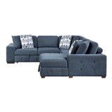 Raife Blue 4-Piece Sectional with Right Chaise and Pull-out Bed by Homelegance at Eve Furniture