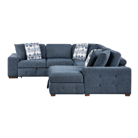 Raife Blue 4-Piece Sectional with Right Chaise and Pull-out Bed by Homelegance at Eve Furniture