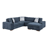Raife Blue 4-Piece Sectional with Right Chaise and Pull-out Bed by Homelegance at Eve Furniture