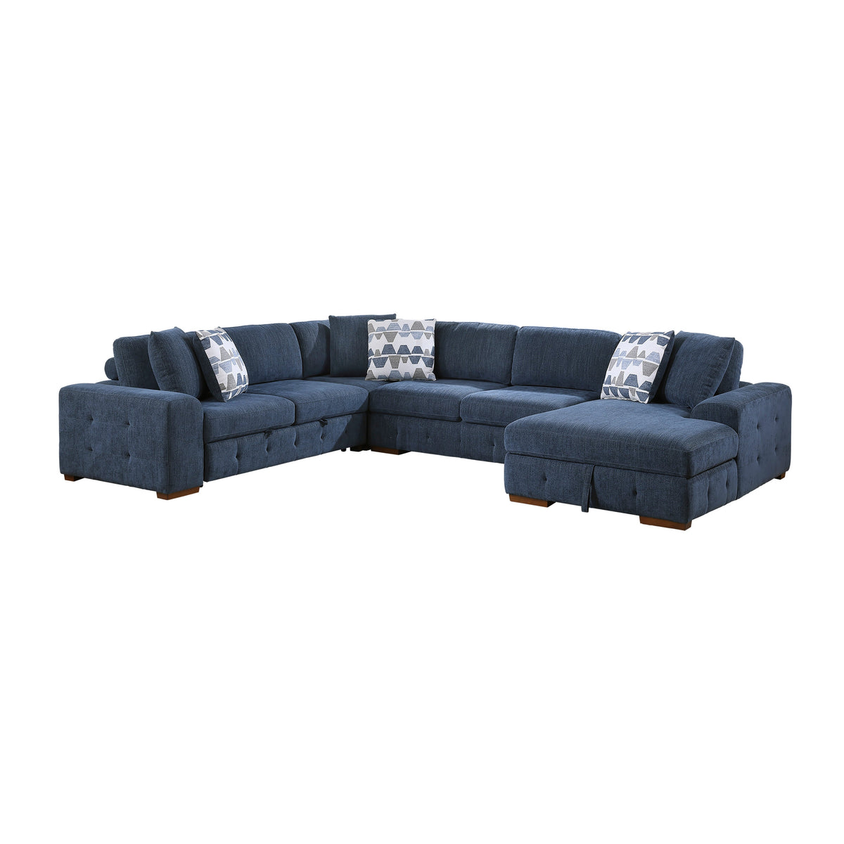 Raife Blue 4-Piece Sectional with Right Chaise by Homelegance at Eve Furniture