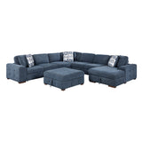 Raife Blue 5-Piece Right Chaise Sectional with Ottoman by Homelegance at Eve Furniture