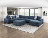 Raife Blue 5-Piece Right Chaise Sectional with Ottoman by Homelegance at Eve Furniture