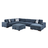 Raife Blue 5-Piece Right Chaise Sectional with Ottoman by Homelegance at Eve Furniture