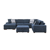 Raife Blue 5-Piece Sectional with Left Chaise and Storage Ottoman by Homelegance at Eve Furniture