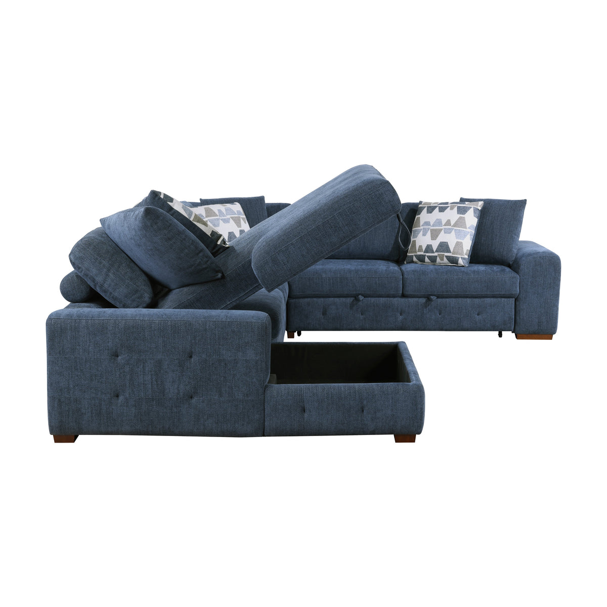 Raife Blue 5-Piece Sectional with Left Chaise and Storage Ottoman by Homelegance at Eve Furniture
