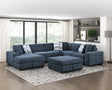 Raife Blue 5-Piece Sectional with Left Chaise and Storage Ottoman by Homelegance at Eve Furniture