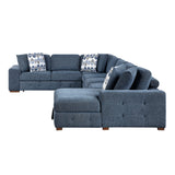 Raife Blue 5-Piece Sectional with Right Chaise and Pull-out Bed by Homelegance at Eve Furniture